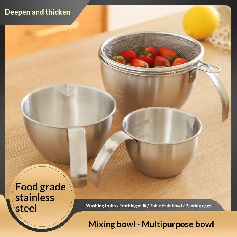 Pasta Measuring Tool - 1/2/3/4PCS roestvrijstalen mengkom met schaal, handvat,