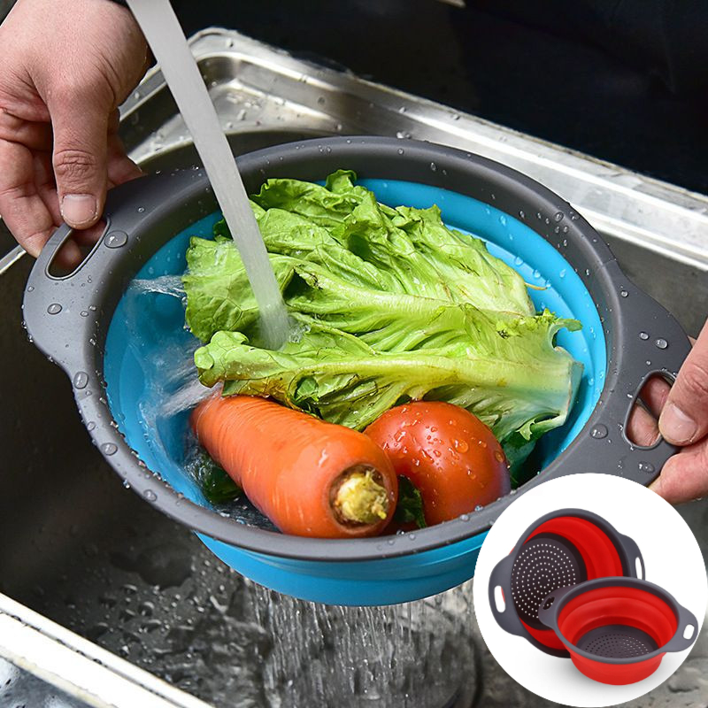 Opvouwbare siliconen zeef met  - Kitchen Gadgets Store recensie en prijs